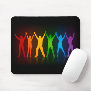 Slipperyjoe's six standing silhouettes arms raised mouse mat