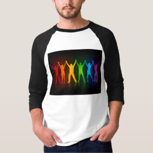 Slipperyjoe's six standing silhouettes arms raised T-Shirt