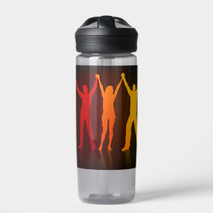 Slipperyjoe's six standing silhouettes arms raised water bottle