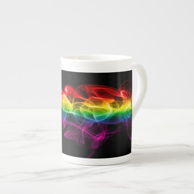 SlipperyJoe's smoke vivid rainbow-colours celebrat Bone China Mug (Front Right)