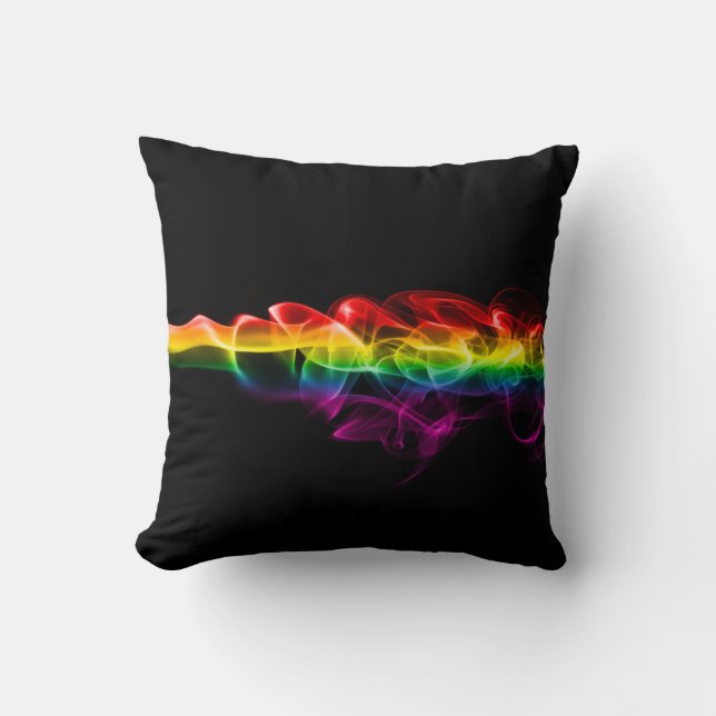 SlipperyJoe's smoke vivid rainbow-colours celebrat Cushion (Front)