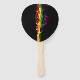 SlipperyJoe's smoke vivid rainbow-colours celebrat Hand Fan