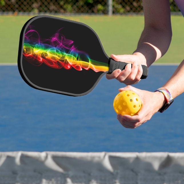 SlipperyJoe's smoke vivid rainbow-colours celebrat Pickleball Paddle (Insitu)