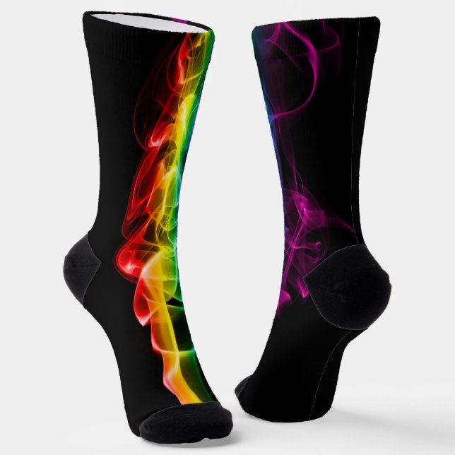 SlipperyJoe's smoke vivid rainbow-colours celebrat Socks (Angled)