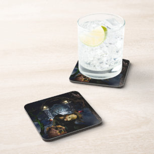 SlipperyJoe's spooky Halloween scary woods large i Coaster