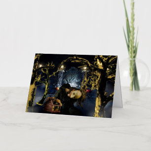 SlipperyJoe's spooky Halloween scary woods large i Foil Holiday Card