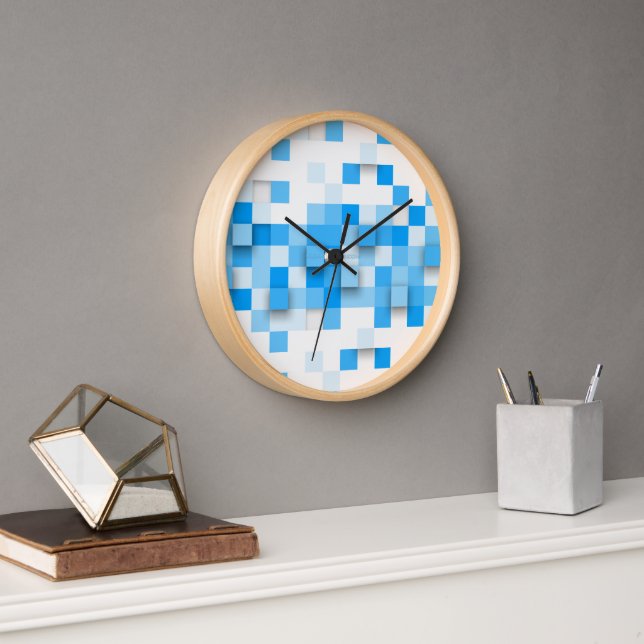 SlipperyJoe's squares artwork mosaic modern three- Clock (Office)