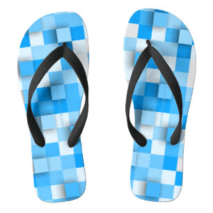 SlipperyJoe's squares artwork mosaic modern three- Flip Flops