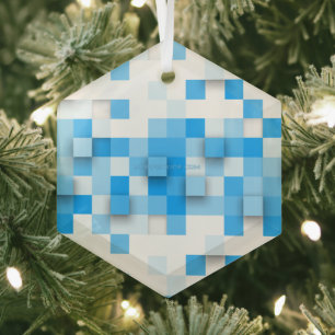 SlipperyJoe's squares artwork mosaic modern three- Glass Tree Decoration