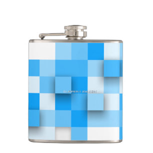 SlipperyJoe's squares artwork mosaic modern three- Hip Flask