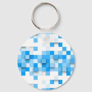 SlipperyJoe's squares artwork mosaic modern three- Key Ring