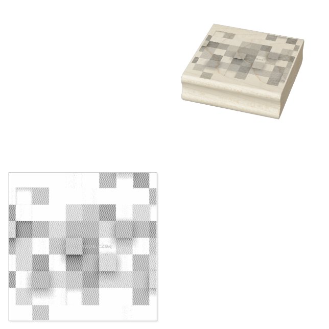 SlipperyJoe's squares artwork mosaic modern three- Rubber Stamp (Stamped)