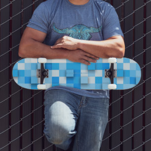 SlipperyJoe's squares artwork mosaic modern three- Skateboard