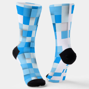 SlipperyJoe's squares artwork mosaic modern three- Socks
