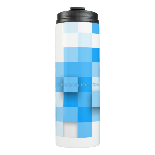 SlipperyJoe's squares artwork mosaic modern three- Thermal Tumbler (Front)