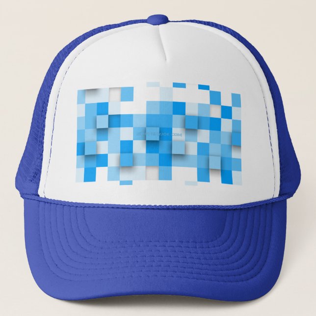 SlipperyJoe's squares artwork mosaic modern three- Trucker Hat (Front)