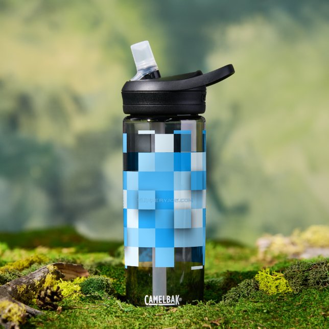 SlipperyJoe's squares artwork mosaic modern three- Water Bottle (Outdoor)