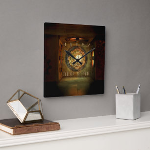 SlipperyJoe's steampunk-themed New Year round meta Square Wall Clock