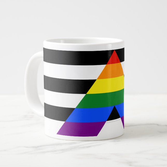 SlipperyJoe's Straight Ally Flag gay gifts LGBTQIA Large Coffee Mug (Front Left)
