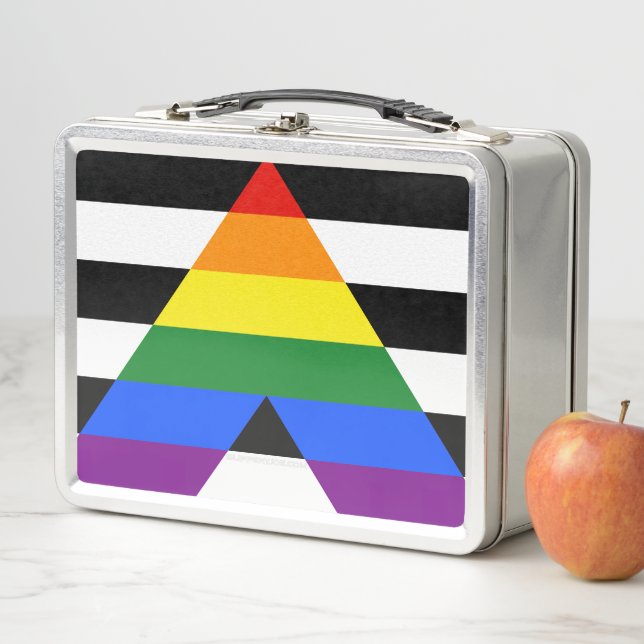 SlipperyJoe's Straight Ally Flag gay gifts LGBTQIA Metal Lunch Box (In Situ)