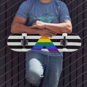 SlipperyJoe's Straight Ally Flag gay gifts LGBTQIA Skateboard