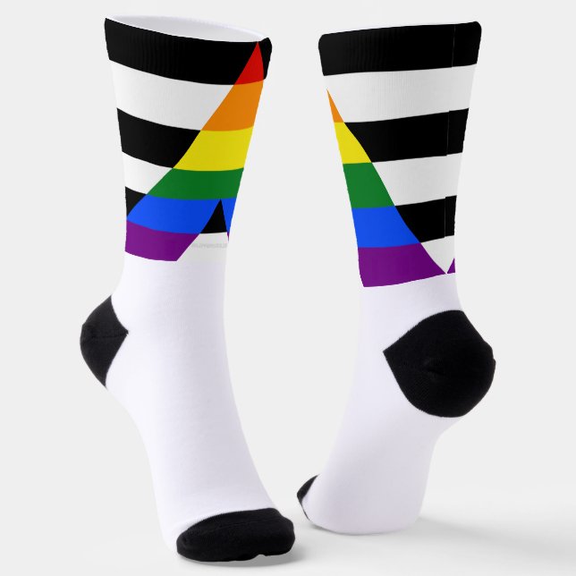 SlipperyJoe's Straight Ally Flag gay gifts LGBTQIA Socks (Angled)