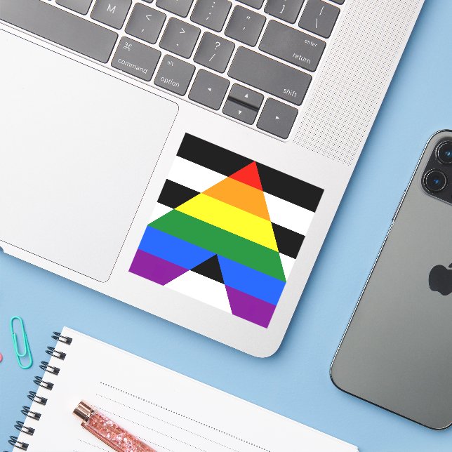 SlipperyJoe's straight ally flag smooth rainbow gr (Laptop w/ iPhone)
