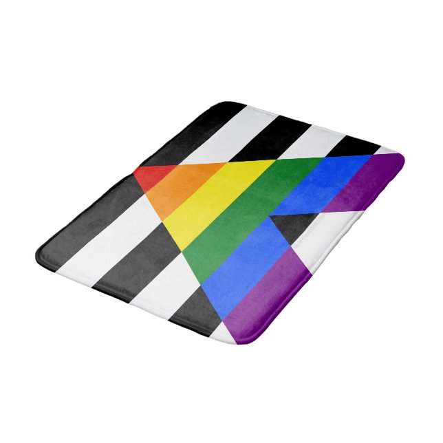 SlipperyJoe's straight ally flag smooth rainbow gr Bath Mat (Angled)