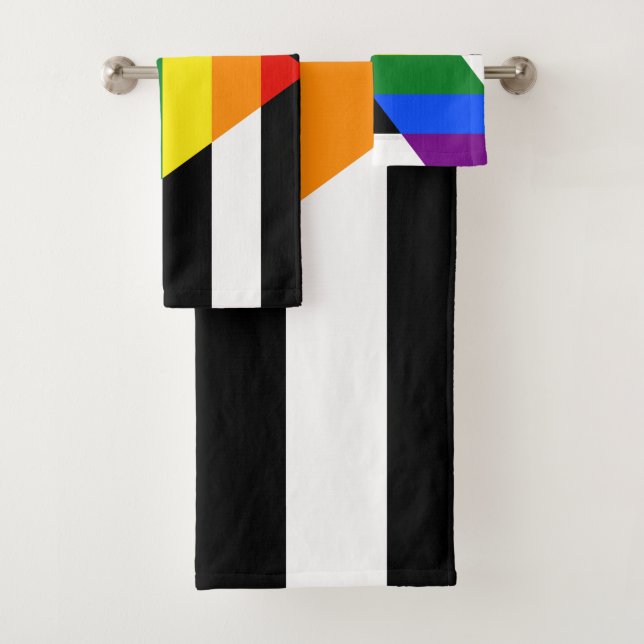 SlipperyJoe's straight ally flag smooth rainbow gr Bath Towel Set (Insitu)