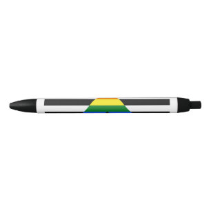 SlipperyJoe's straight ally flag smooth rainbow gr Black Ink Pen