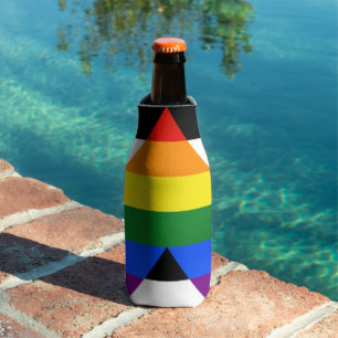 SlipperyJoe's straight ally flag smooth rainbow gr Bottle Cooler