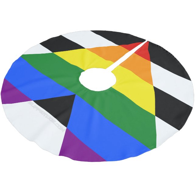 SlipperyJoe's straight ally flag smooth rainbow gr Brushed Polyester Tree Skirt (Angled)