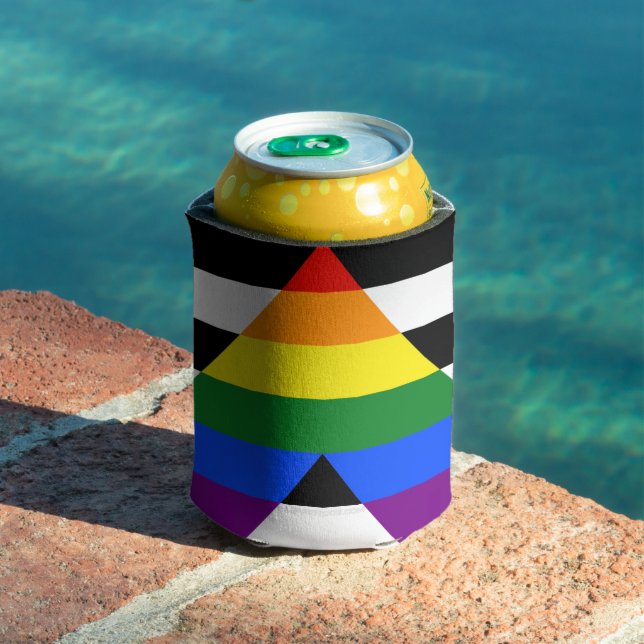 SlipperyJoe's straight ally flag smooth rainbow gr Can Cooler (In Situ Pool)