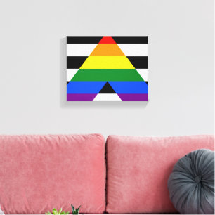 SlipperyJoe's straight ally flag smooth rainbow gr Canvas Print
