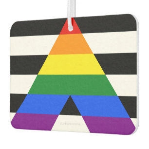 SlipperyJoe's straight ally flag smooth rainbow gr Car Air Freshener