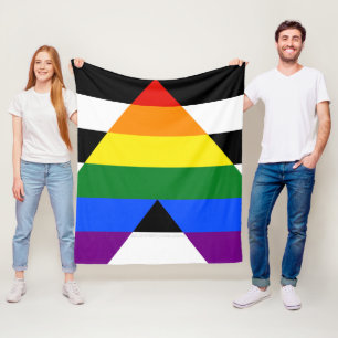 SlipperyJoe's straight ally flag smooth rainbow gr Fleece Blanket