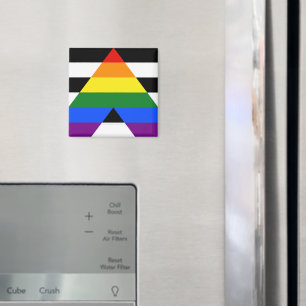 SlipperyJoe's straight ally flag smooth rainbow gr Magnet