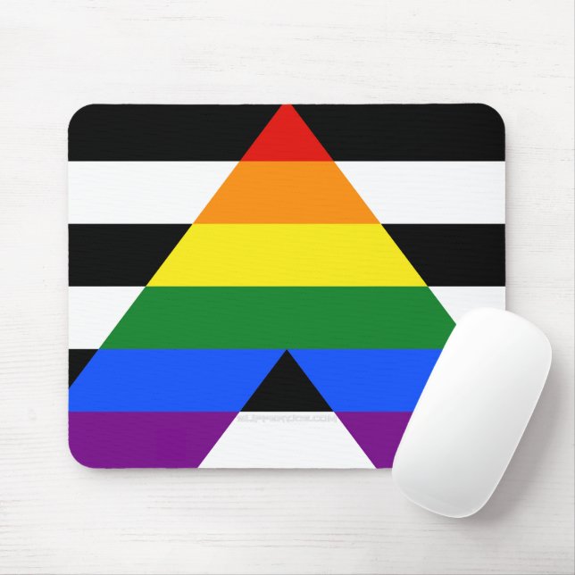 SlipperyJoe's straight ally flag smooth rainbow gr Mouse Mat (With Mouse)