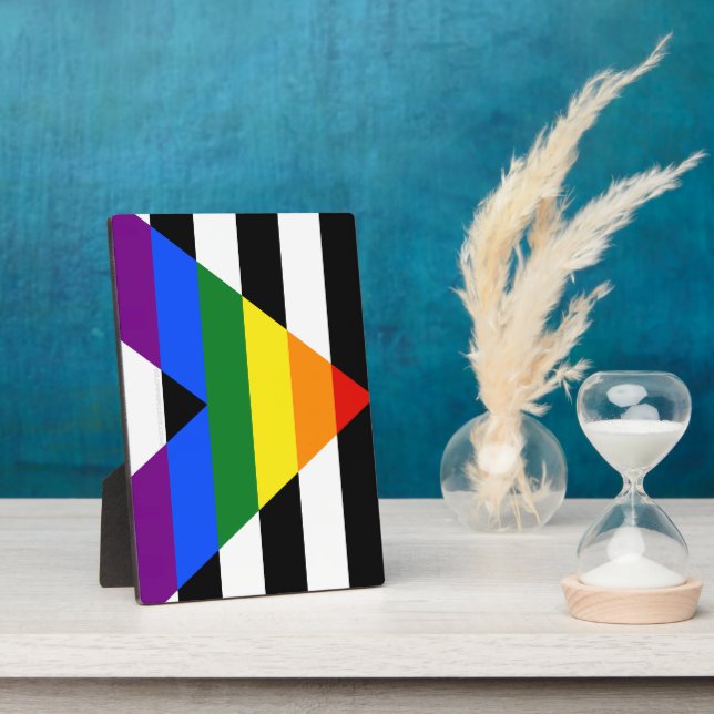 SlipperyJoe's straight ally flag smooth rainbow gr Plaque (Side)