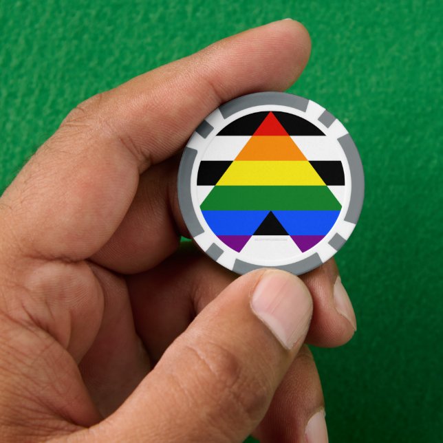 SlipperyJoe's straight ally flag smooth rainbow gr Poker Chips (Hand)