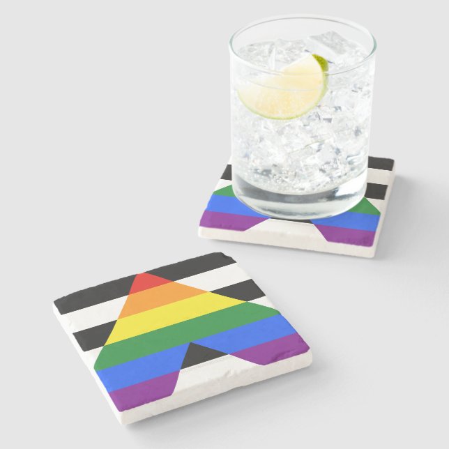 SlipperyJoe's straight ally flag smooth rainbow gr Stone Coaster (Side)
