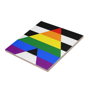 SlipperyJoe's straight ally flag smooth rainbow gr Tile