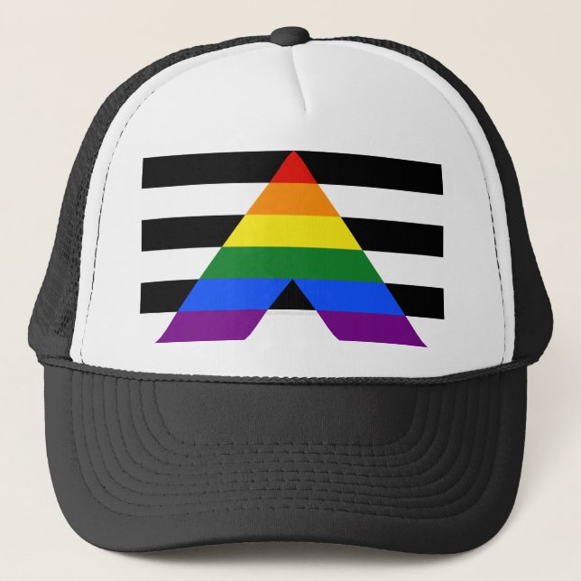 SlipperyJoe's straight ally flag smooth rainbow gr Trucker Hat (Front)
