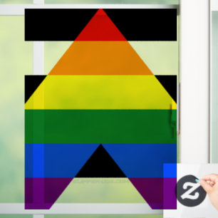 SlipperyJoe's straight ally flag smooth rainbow gr Window Cling