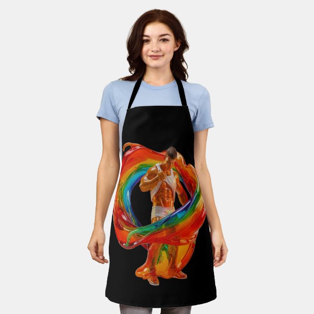 SlipperyJoe's striking modern Pride-themed masculi Apron (Worn)