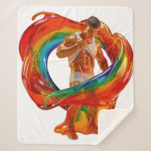 SlipperyJoe's striking modern Pride-themed masculi Sherpa Blanket