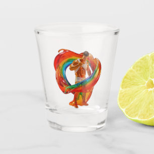 SlipperyJoe's striking modern Pride-themed masculi Shot Glass