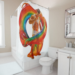 SlipperyJoe's striking modern Pride-themed masculi Shower Curtain