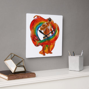 SlipperyJoe's striking modern Pride-themed masculi Square Wall Clock