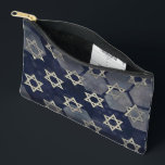 SlipperyJoe's strong Hanukkah vibe Star of David m Accessory Pouch<br><div class="desc">SlipperyJoe's strong Hanukkah vibe Star of David motif symbol symbolizing Jewish identity and tradition artistic subtle silvery-gray tone deep midnight-blue background traditional colors associated Hebrew celebrations religious light shining into darkness digital stained glass effect repeated clean geometric patterns creates rhythm and unity elegant contemporary abstract symbolism</div>